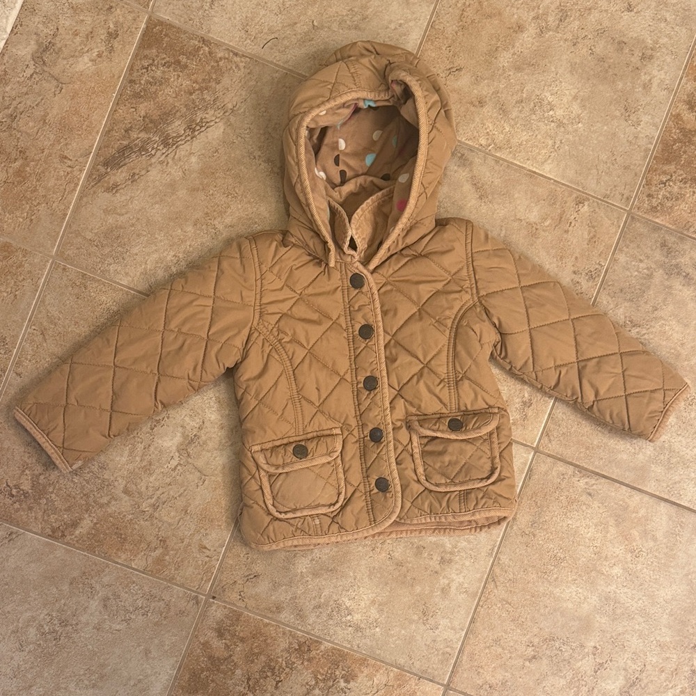 GAP Tan Quilted Kids Puffer Jacket w/detachable hood! So cute!